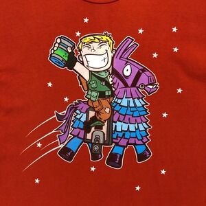 Fortnite Llama Ride‎ Graphic T-Shirt Mens Size Large Gaming Tee Red